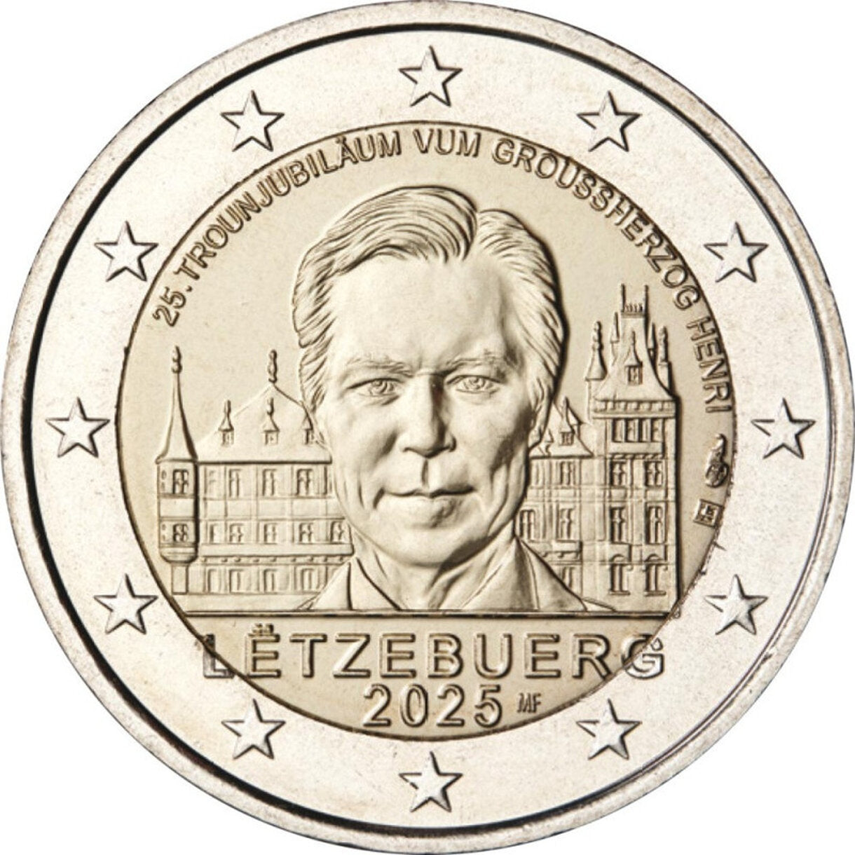 2 EURO Luxembursko 2025 - 25. výročie nastúpenia Henricha na trón