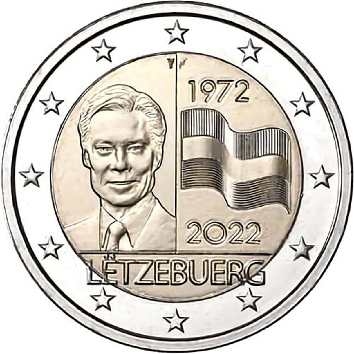 2 EURO Luxembursko 2022 - Vlajka Luxemburska