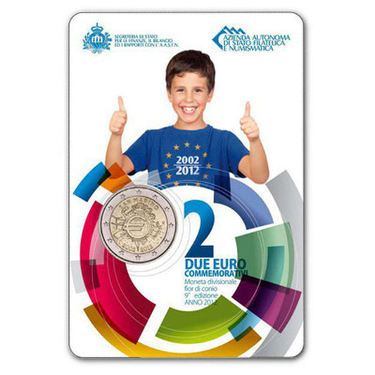 2 EURO San Maríno 2012 - 10. rokov Euro meny