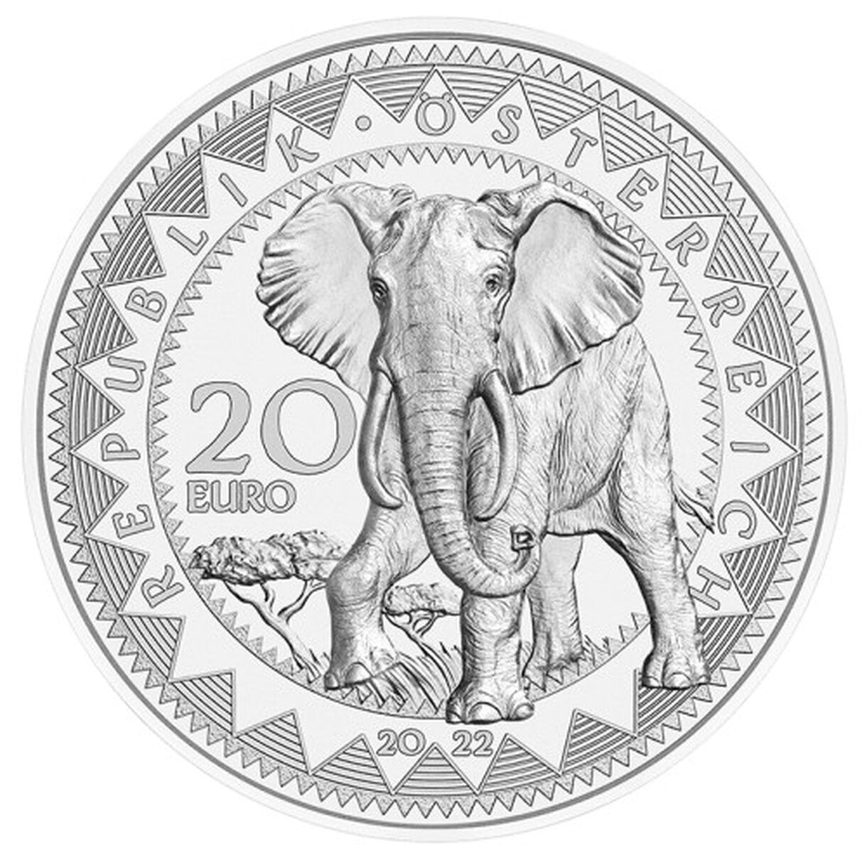 20 EURO Rakúsko 2022 - Slon - Proof