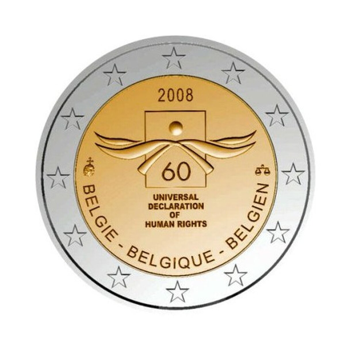 2 EURO Belgicko 2008 - Deklarácia ľudských práv
