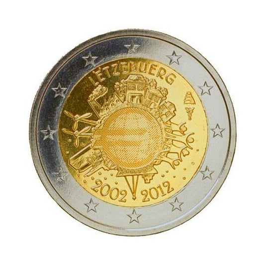 2 EURO Luxembursko 2012 - 10 rokov Euro meny