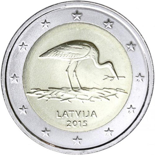 2 EURO Lotyšsko 2015 - Bocian čierny