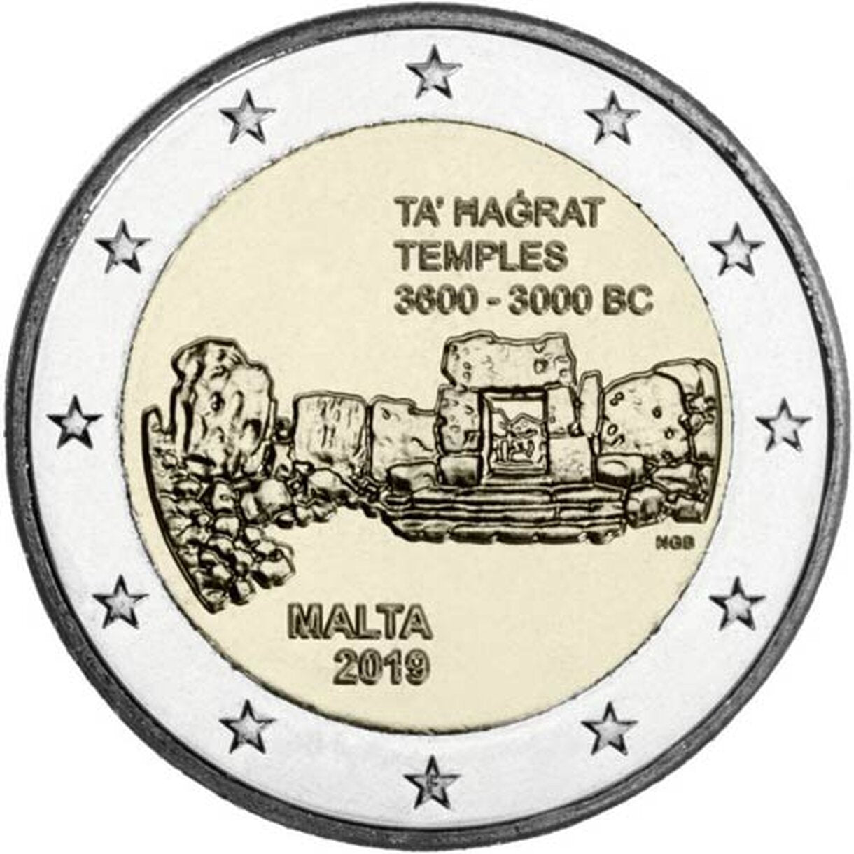 2 EURO Malta 2019 - Chrámy Ta' Hagrat - značka F
